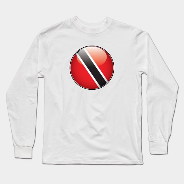 Trinidad and Tobago National Flag Glossy Button Long Sleeve T-Shirt by IslandConcepts